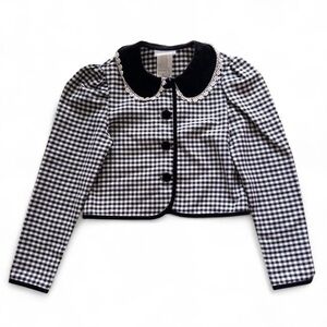 Black and White Gingham Cropped Jacket